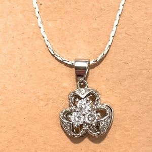 Copper Collection Silver Tone and Crystal Necklace